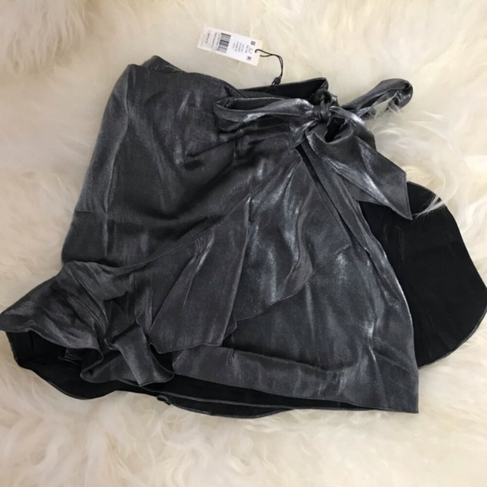 CINQ À SEPT Harley Wrap-effect Metallic Skirt - Picture 6 of 7